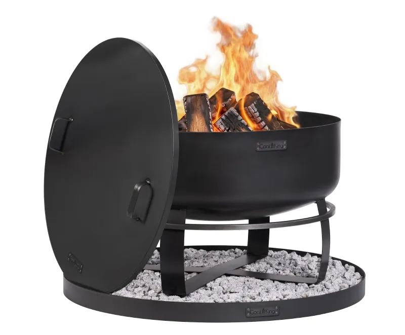 Cookking Feuerschale XXL "VIKING" 80 cm mit Randdeckel 81,5 cm und runder dekorativer Steinbasis 100 cm – Bild 2