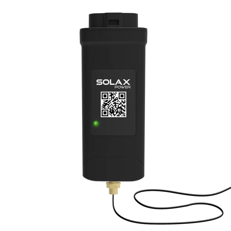Solax Pocket WiFi+4GM mit USB-Anschluss und kompaktem Gehäuse für die Überwachung von Solaranlagen.