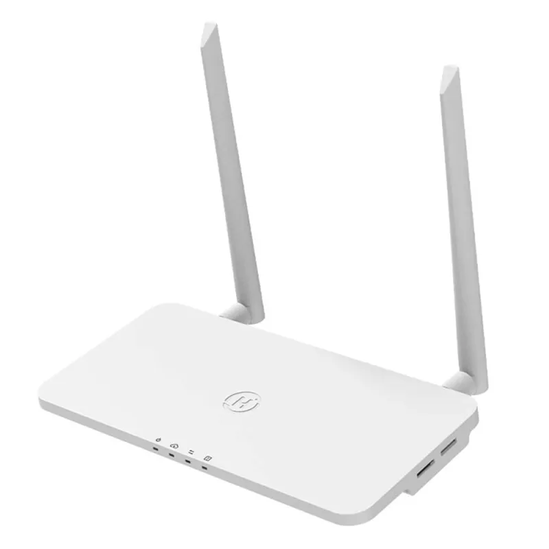 Hoymiles DTU-Pro-S WLAN Datenübertragungseinheit für Mikro-Wechselrichter HMT/HMS, Frontansicht mit Anschlüssen und Status-LE