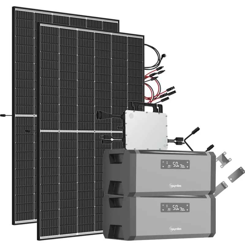 3,84 kWh 940W HiBattery HB-1920 Speichersystem Doppelglas Solarmodule inkl. Hoymiles HMS-800-2WB Wechselrichter 1-phasig