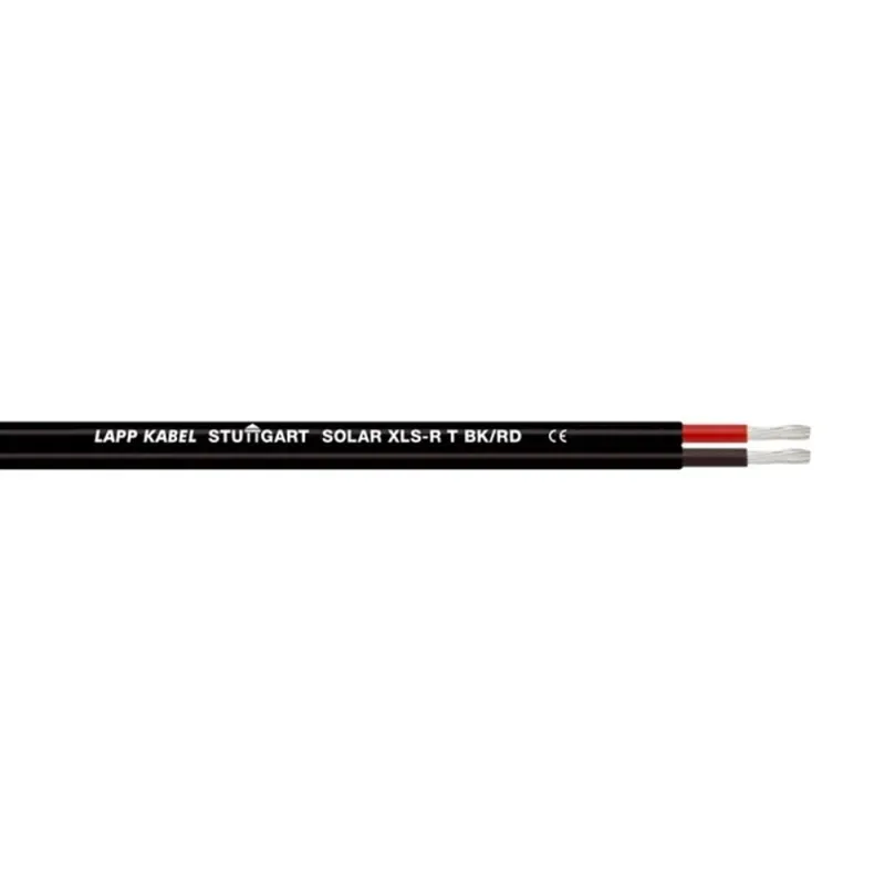 LAPP Solarkabel XLS-R mit zwei Adern in Schwarz und Rot, 6 mm² Leiterquerschnitt für Photovoltaik-Anlagen.