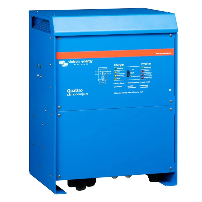 Victron Energy Ladegerät Quattro 48/5000/70-100/100 Seitenansicht mit Kühlrippen und Montagepunkten