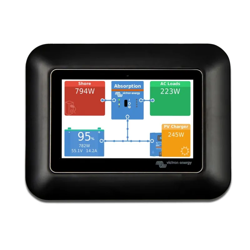 Seitenansicht des Victron GX Touch Adapters mit kompakten Abmessungen.