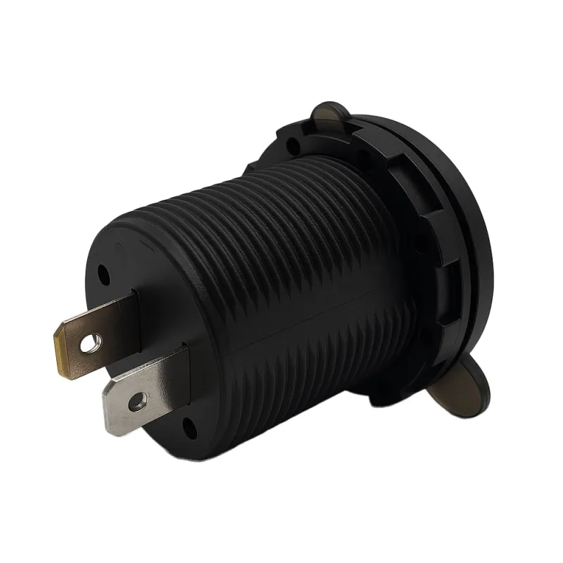 Anschlussseite der USB-Doppelsteckdose 12V/24V mit Kabel und Steckverbindung.