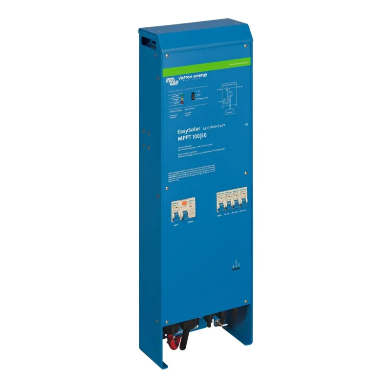 Anschlüsse und Kommunikationsports des Victron Plug'n'Play Power Systems für 24-Volt-Batterien.