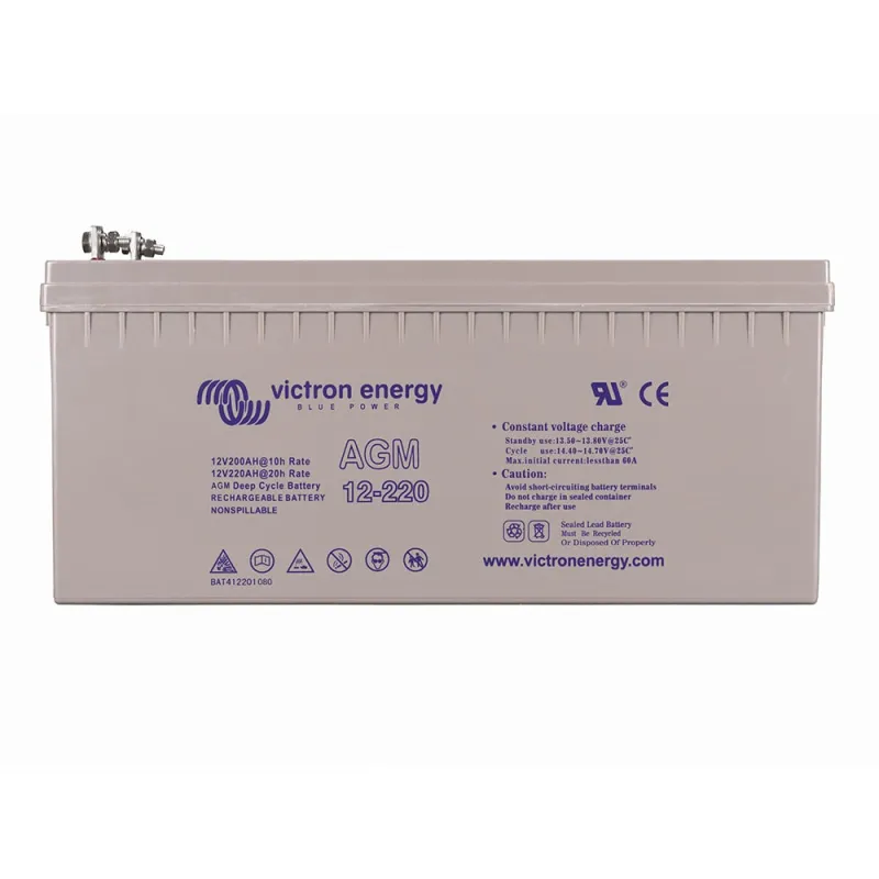 Victron Energy Batteriespeicher AGM 12V 220Ah Frontansicht mit Anschlüssen