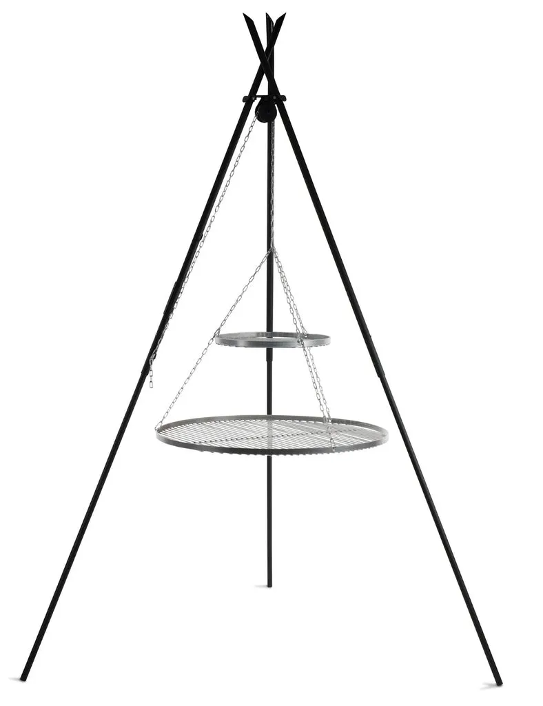 Cookking Schwenkgrill "TIPI" 210 cm - Doppelrost aus Edelstahl 70 cm + 40 cm