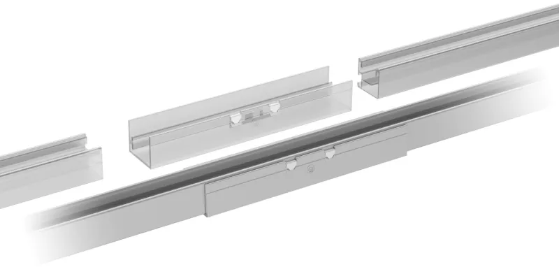 Detailansicht des K2 Systems Schienenverbinders für 36/50 mm Profile