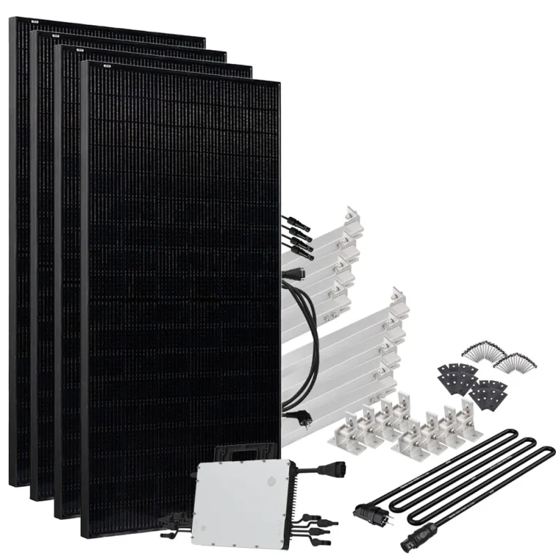 Solar-Direct 1800W HMS-1600-4T Solaranlage Full Black - 5m Anschlusskabel – Montageset Flachdach