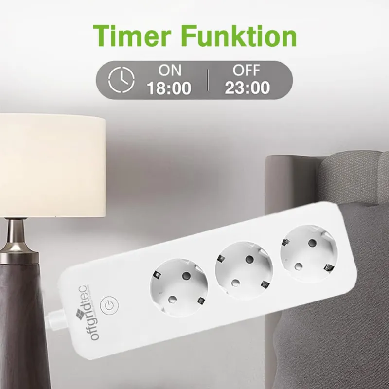 Smarte 3-fach Steckdosenleiste mit Smart Life- oder Tuya-App 1,8m Kabel – Bild 2