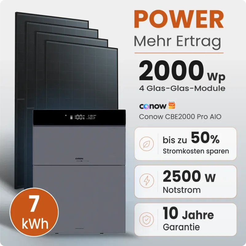 2000W Balkonkraftwerk Power mit 7 kWh Speicher Conow by Tuya Smart