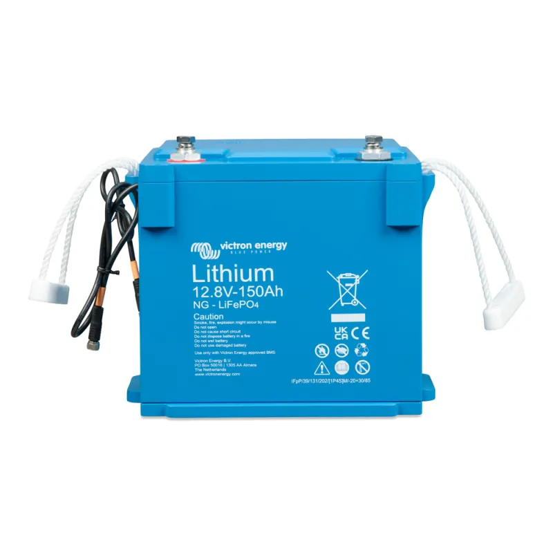 Detailansicht der Victron Energy LiFePO4-Batterie 12,8V 150Ah Anschlüsse