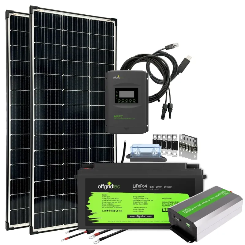 Autark Pro L 300W Solaranlage - 2000W AC Leistung 200Ah LiFePO4 Akku