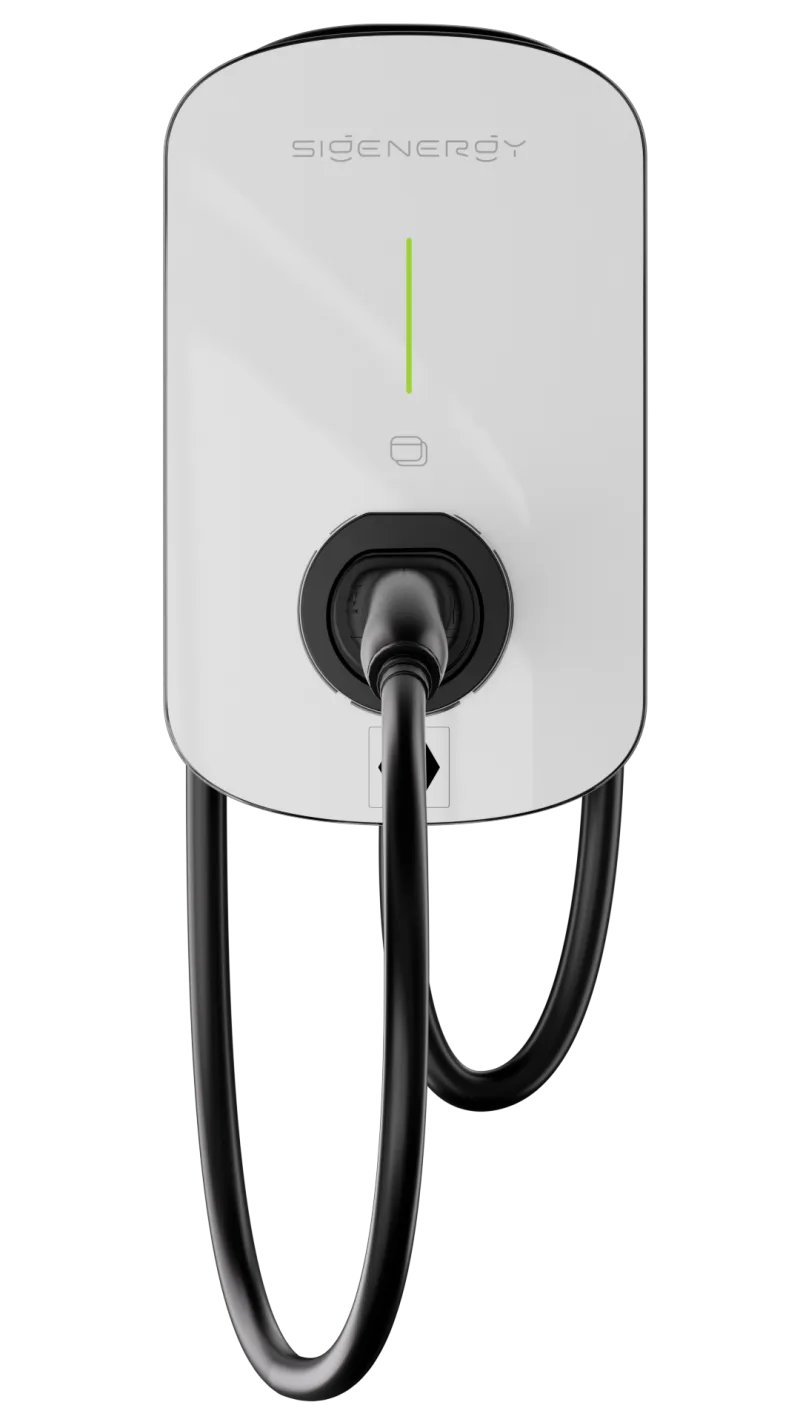Frontansicht der Sigenergy Sigen EVAC Wallbox mit 22 kW Ladeleistung und Typ-2-Anschluss