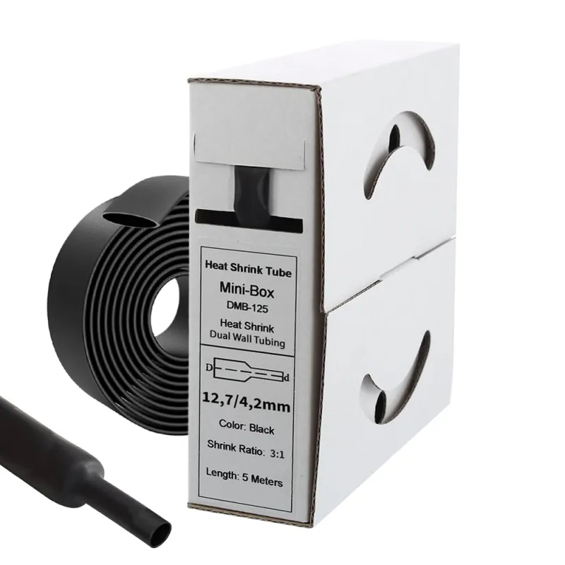 5m Schrumpfschlauch mit Kleber 12mm>4mm schwarz Ratio 3:1