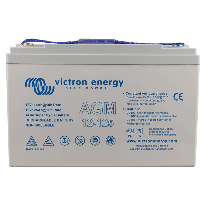 Victron Energy Batteriespeicher AGM 12V 125Ah in schwarzem Gehäuse mit Anschlüssen