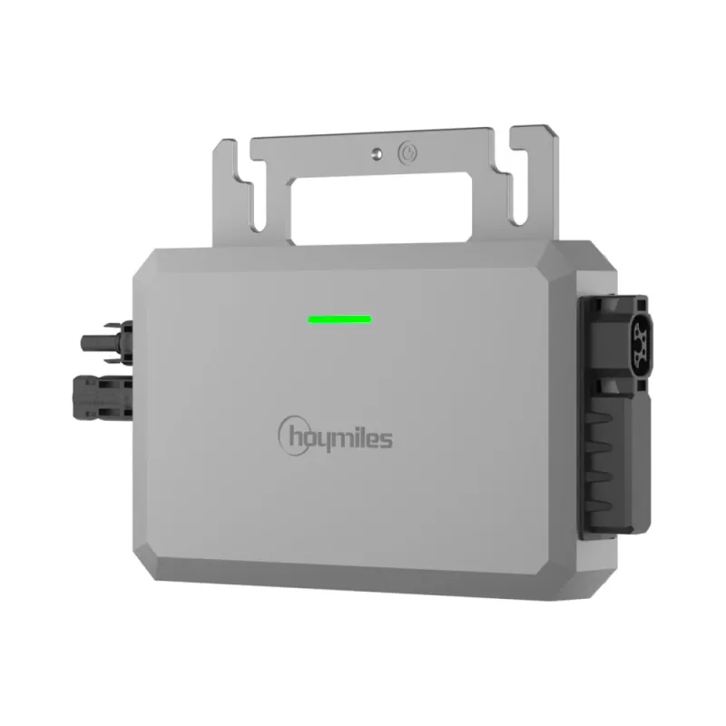 Rückansicht des Hoymiles Wechselrichters HiFlow mit Kühlrippen und Montagehalterung.