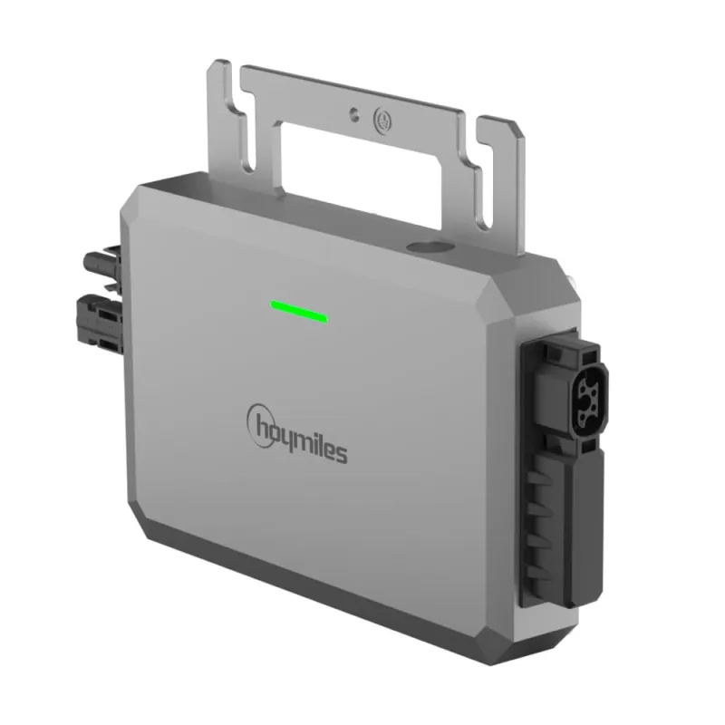 Hoymiles Wechselrichter HiFlow in der Nahaufnahme mit sichtbaren technischen Details.