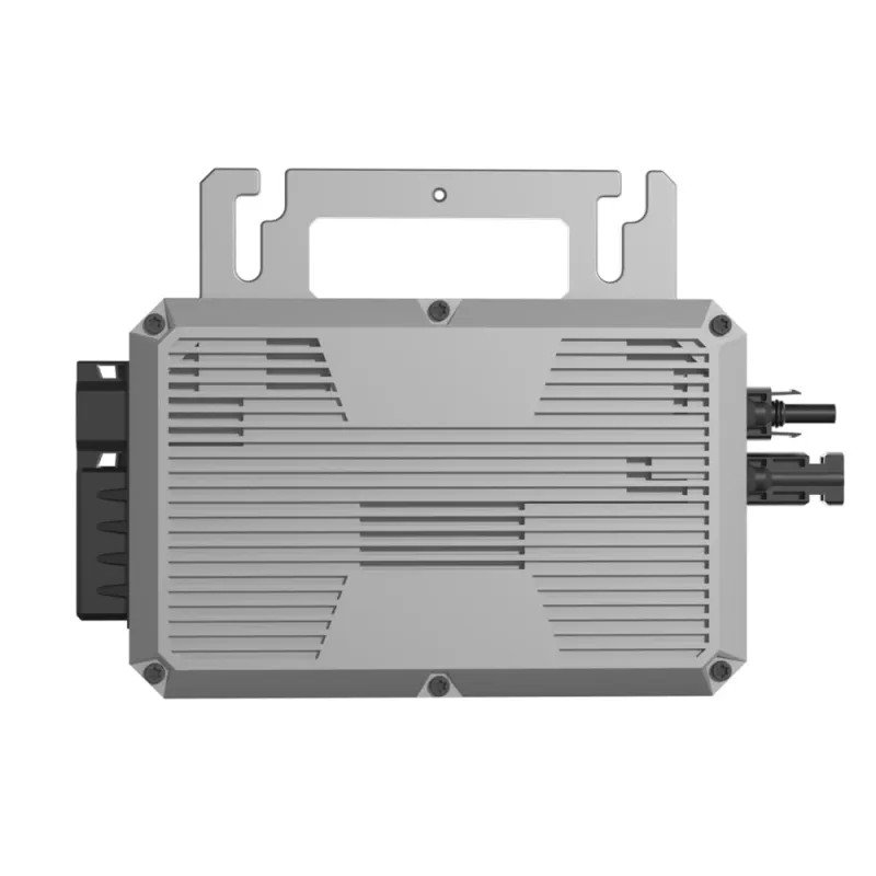 Technische Zeichnung des Hoymiles Wechselrichters HiFlow mit Abmessungen und Anschlüssen.