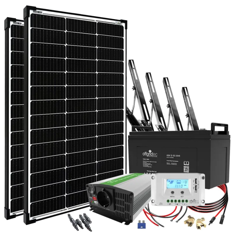 200W Garten-Solaranlage 12V AGM Akku 500W Wechselrichter