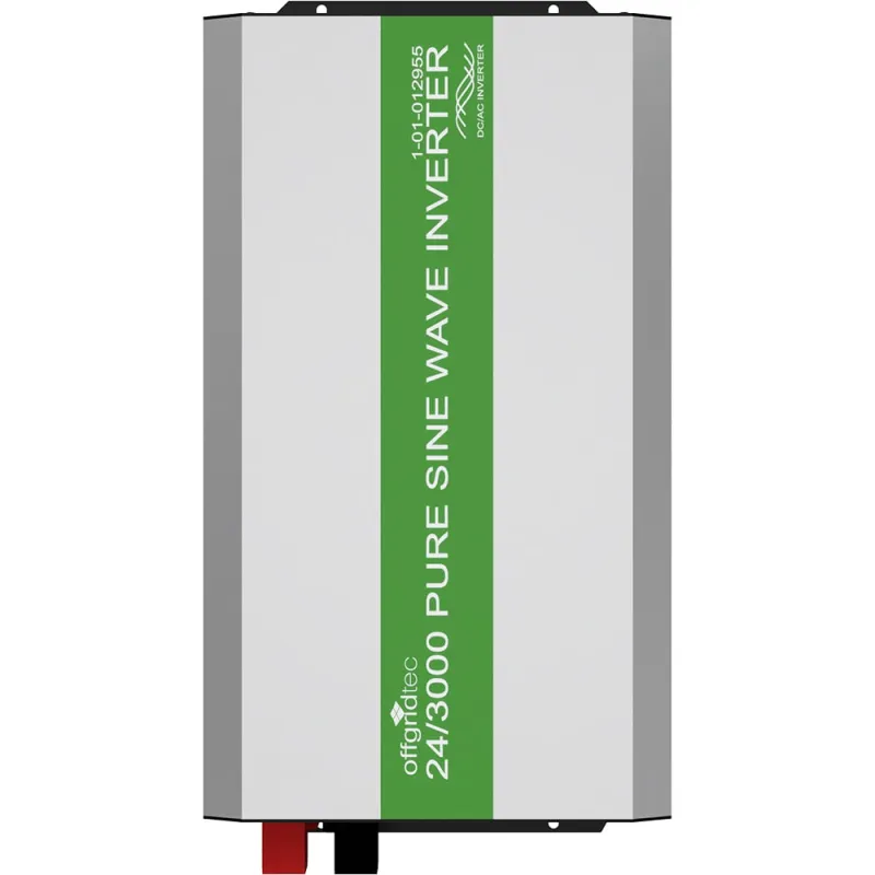 Anschlussseite des PSI-Pro Sinus Spannungswandlers mit Kabeln für 24 V DC und 230 V AC.