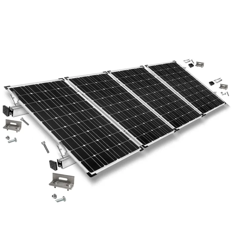 Befestigungskit mit Stehfalzklemmen für Schrägdachmontage 4 Solarpanele Rahmenhöhe 30mm