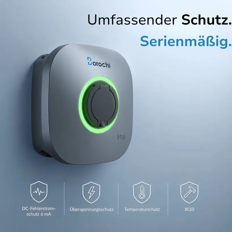 Bedienelemente der Borochi BOR-AC022-01CE Wallbox für einfache Steuerung