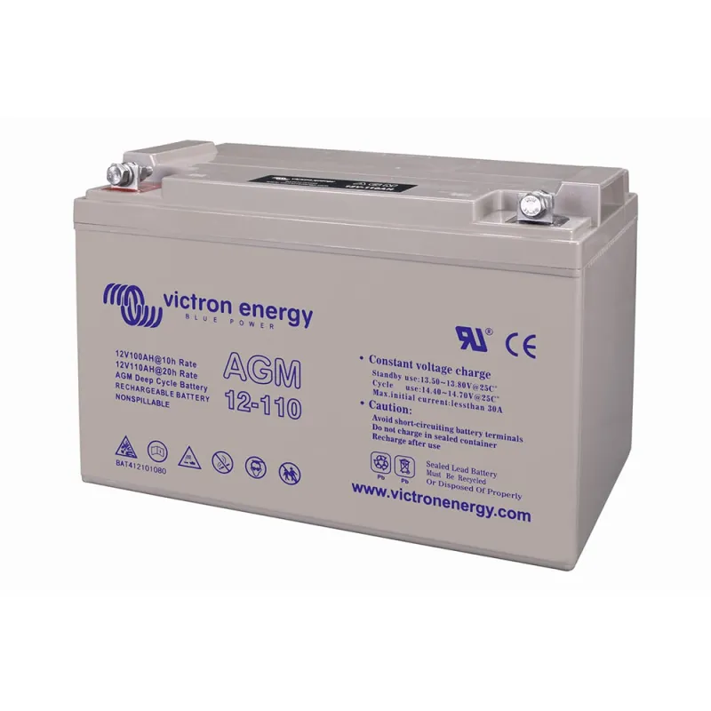 Seitliche Ansicht der Victron Energy AGM-Batterie 12V/110Ah