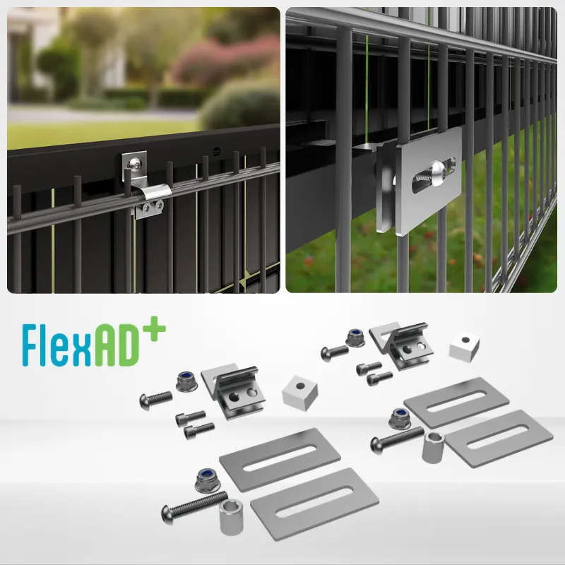 FlexAD+ Solarmodul-Halterung für Zäune mit Doppelstabmatten