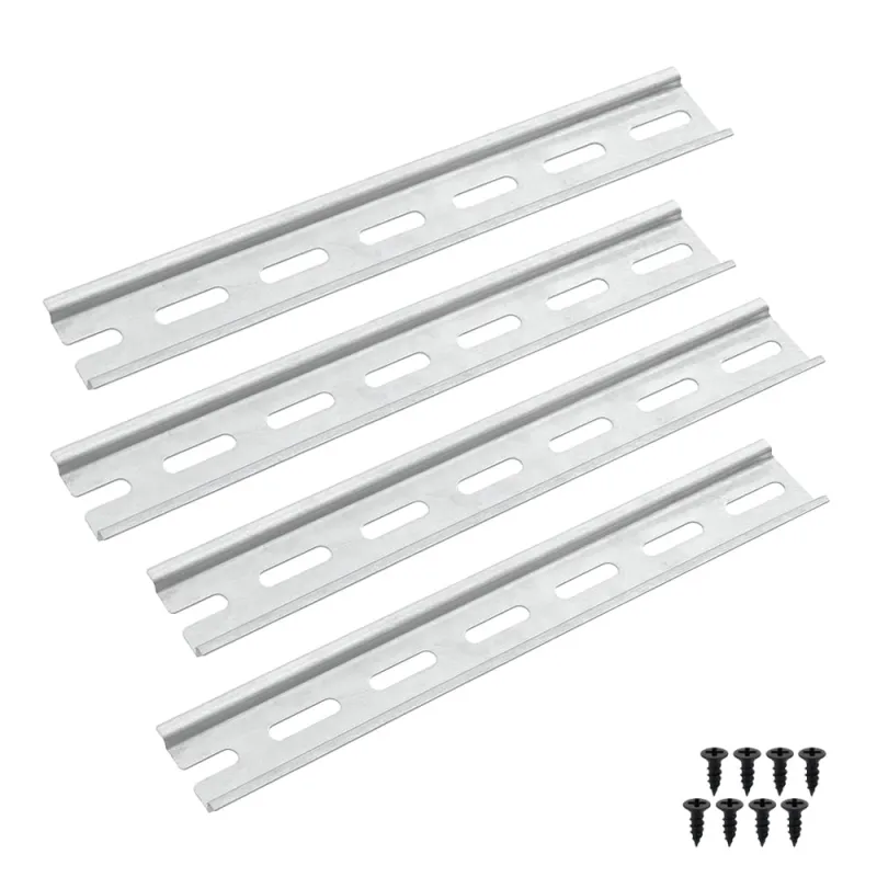 4-tlg. Alu DIN-Schienen-Set – 4x20 cm, 35 mm breit, 7,5 mm hoch, 1,2 mm stark, Schaltschrank