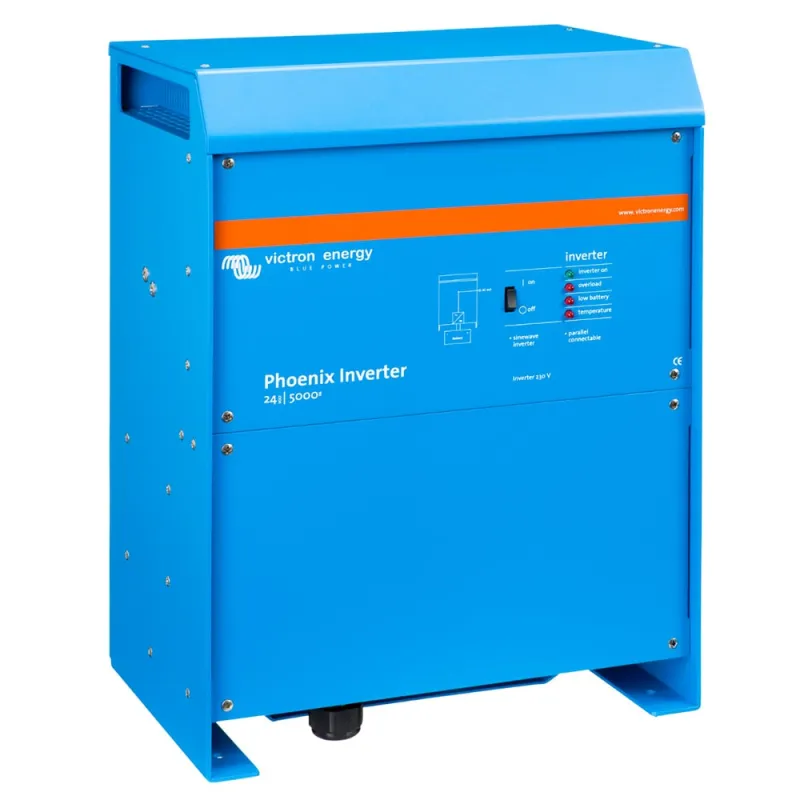 Seitliche Ansicht des Victron Energy Wechselrichters Phoenix 48/3000 mit Kühlrippen