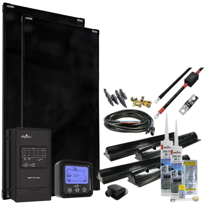 MobileBlack XL 360W Wohnmobil Solaranlage 30A MPPT DUO Laderegler PERC Solarmodul