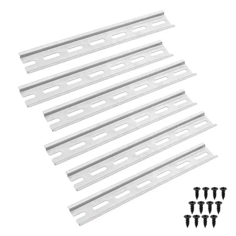 6-tlg. Alu DIN-Schienen-Set – 6x20 cm, 35 mm breit, 7,5 mm hoch, 1,2 mm stark, Schaltschrank