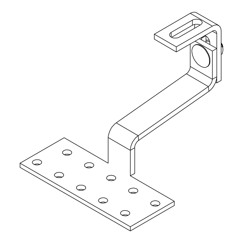 Detailansicht des K2 Dachhakens Vario 1 mit Befestigungsschrauben für Sparrenmontage.