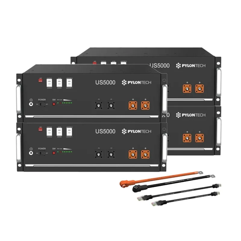 Pylontech Batteriespeicher 015655-014 mit vier US5000-Modulen und 19,2 kWh Speicherkapazität.
