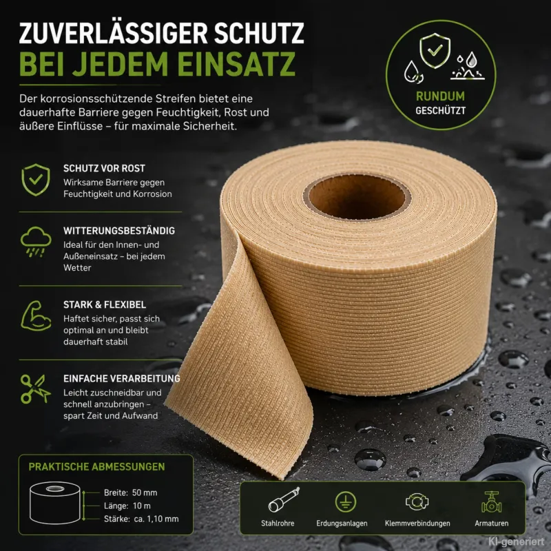 Korrosionsschutzbinde 50 mm x 10 m – Isolierband für Erdungsverbinder, Tiefenerder & Blitzschutz – Bild 3