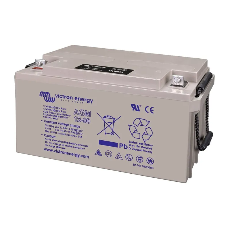 Victron Energy Batteriespeicher AGM 12V/90Ah in schwarzem Gehäuse mit Anschlüssen