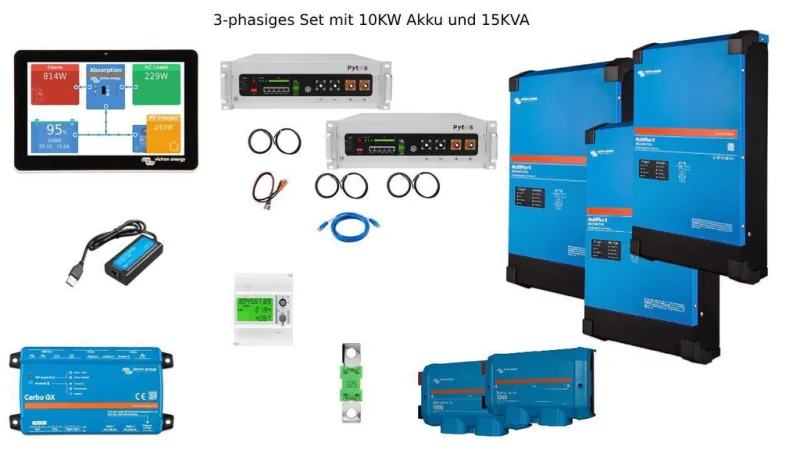 %Aktion% Set EFH 3 Phasen 30,72 kWh Akku PYTES V5a 15 kVA MultiPlus-II