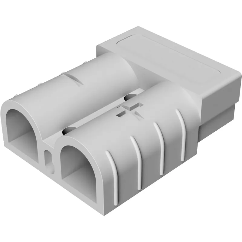 SJ 50 Stecker, geöffnet mit sichtbaren Anschlussklemmen.