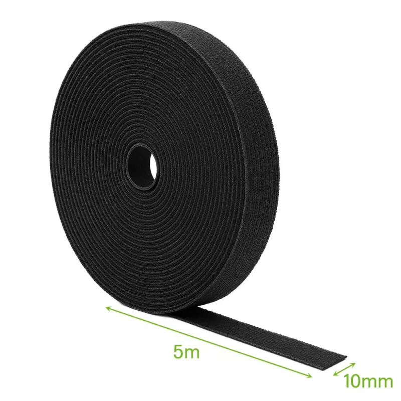 Klett-Kabelbinder 5m x 10mm Schwarz zuschneidbar für Kabelmanagement – Bild 2