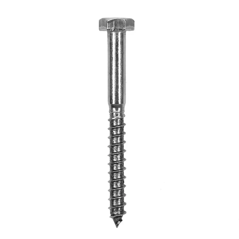 Einzelne Sechskant Holzschraube M8x30mm mit metrischem Gewinde und Sechskantkopf.
