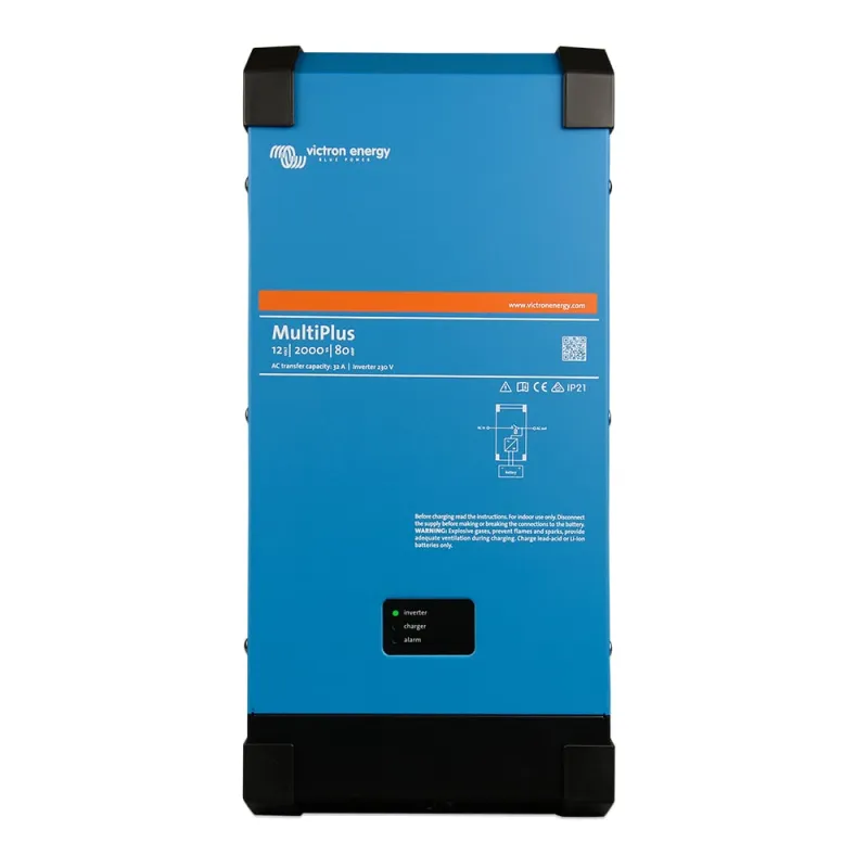 Victron Energy Wechselrichter Ladegerät MultiPlus 12/2000/80-32 Frontansicht mit Anschlüssen