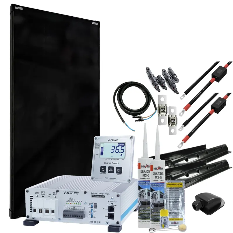 mTriple Wohnmobil Solaranlage mit 1 x 180W 45/30/350 VBCS Triple Charger und 1247 Charge Control Display