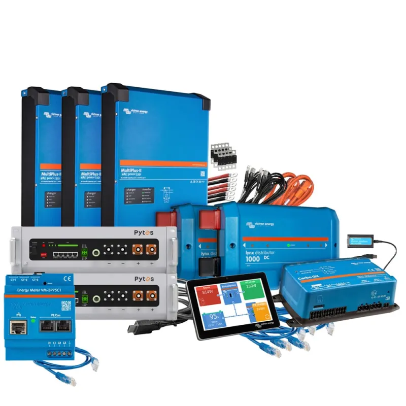Backup-Kit 10,24kWh Pytes V5a Akku - Victron MultiPlus II 48/3000 Wechselrichter 3-Phasig mit Stromzähler