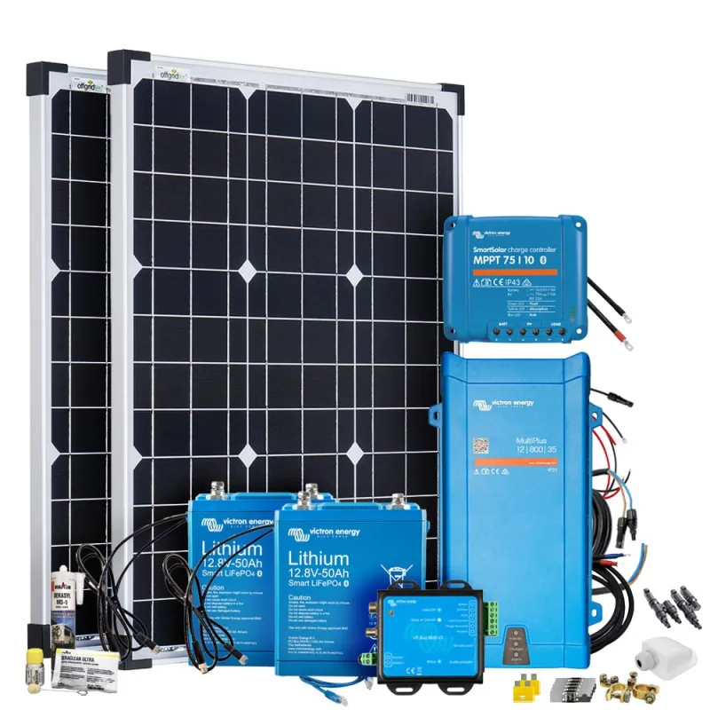 Mobil VeCore S 100W 1280Wh Wohnmobil Solaranlage inkl. MultiPlus12/800/35 Wechselrichter Laderegler - weiß