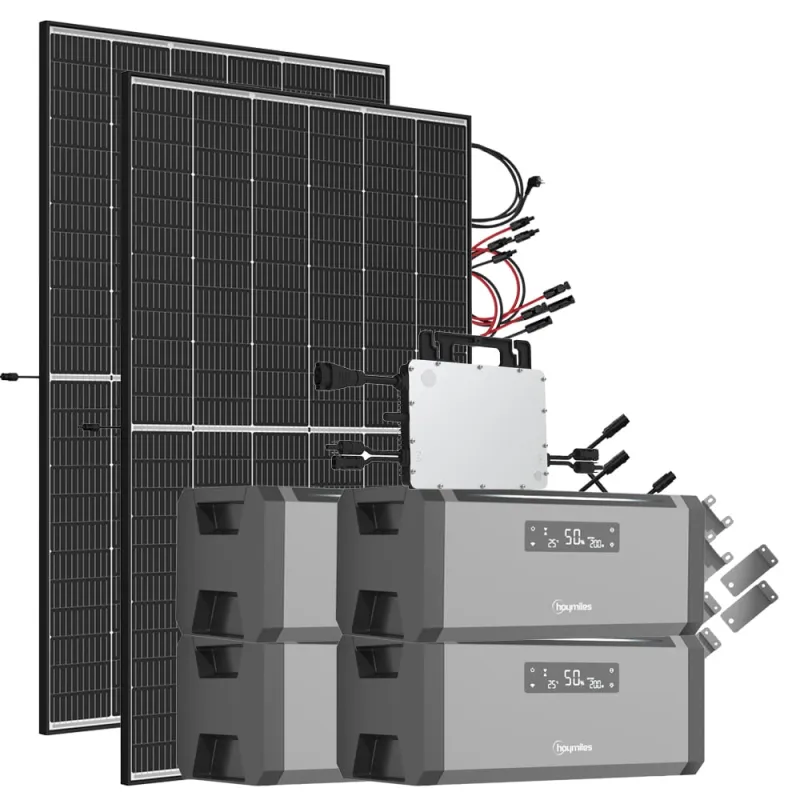 7,68 kWh 940W HiBattery HB-1920 Speichersystem Doppelglas Solarmodule inkl. Hoymiles HMS-800-2WB Wechselrichter 1-phasig