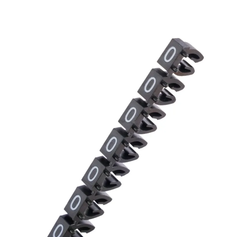 Seitliche Ansicht der Kabelmarker Clips, passend für Kabel mit 2,5 mm² Querschnitt.