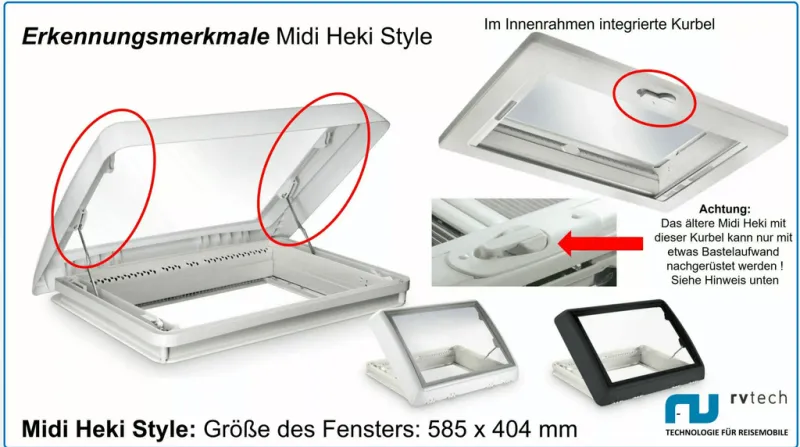 Elektrisches Antriebsset für Dometic HEKI Midi Dachfenster – Bild 2