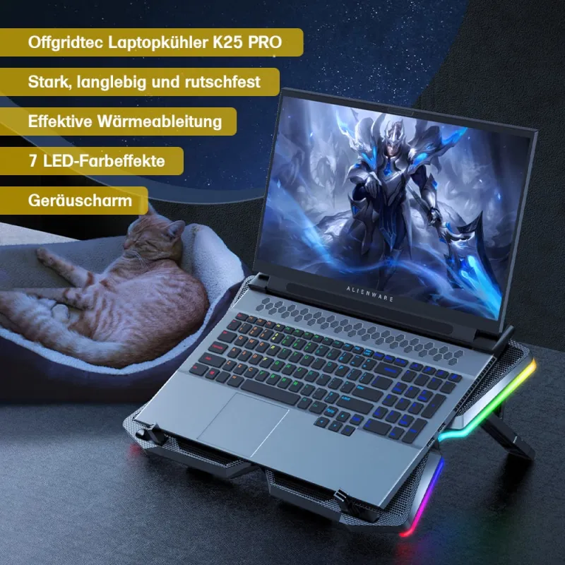 Laptopkühler belüftet Laptopständer mit USB-Anschluss K25 PRO Rot – Bild 6