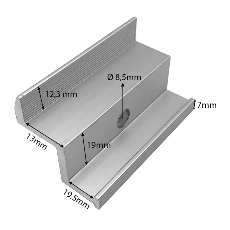 35mm Endklemme für Solarmodule mit Rahmen - Solarbefestigung Klemmbreite 70mm – Bild 5